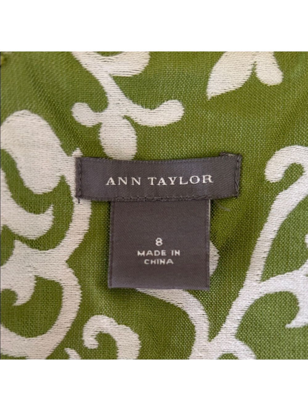 Ann Taylor Green and White Silk Floral Mini Dress size 8 - Picture 10 of 11
